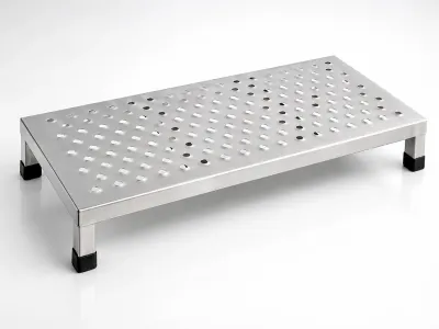 Banqueta escalón de un peldaño en acero inoxidable