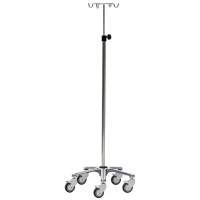 Soporte de suero de cuatro colgadores, con base de aluminio