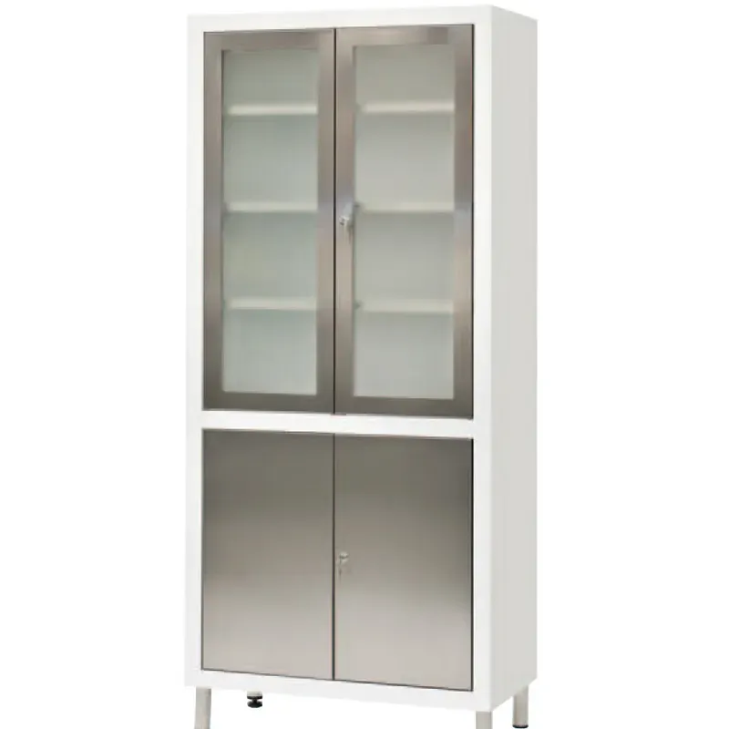 Vitrina con dos puertas y armario inferior con cuatro patas