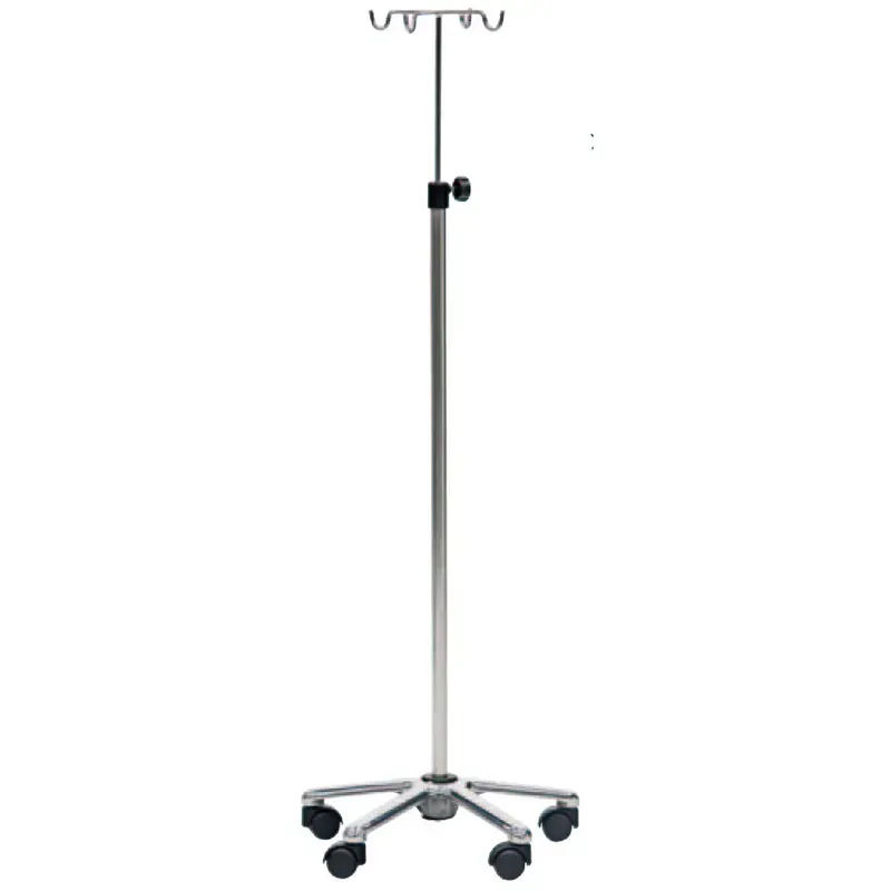 Soporte de suero de cuatro colgadores, con base de PVC