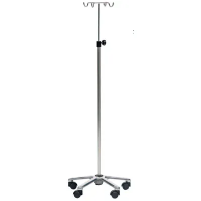 Soporte de suero de cuatro colgadores, con base de PVC